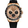 Stuhrling Original Cronografo al quarzo Stuhrling Aquamaster, quadrante argentato, corona a vite, lancette luminose, lunetta in ceramica, cinturino in gomma nera da uomo, cassa da 42 mm, data, resistente all'acqua