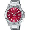 Casio Orologio MTP-VD01D-4BVUDF, Rosso, Bracciale