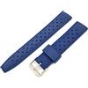 Generico Cinturino TROPICAL ONE MORE STRAP Fibbia Silver per Orologi diver sub vintage Nero Blu Verde Marrone 20mm 22mm COMPATIBILE CON MOONSWATCH (20mm, Blu)