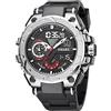 AIMES - Orologio da uomo sportivo, impermeabile, militare, tattico, al quarzo, con data, multifunzione, LED, allarme, cronometro, A-argento.