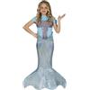 FIESTAS GUIRCA Costume da sirena brillante da bambina, vestito per bambini, colore celeste, viola e argento, con coda di sirena, per bambine da 7 a 9 anni