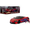 Jada Marvel Spider-Man 1:24 McLaren 720S - Macchina pressofusa e statuetta Miles Morales da 7 cm, giocattoli per bambini e adulti
