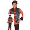 FIESTAS GUIRCA Costume cinese per ragazzi - Abito tradizionale cinese rosso e nero - Costume giapponesi per bambini di 10 e 12 anni