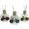 DLM Bomboniere DLM-A1201 Bomboniere 6 utili Profumatori in vetro e legno assortiti con Bicicletta cm 11x8x3 capienza 100 ml completi di 6 scatole 18 bacchette e 6 profumi Comunione Battesimo Cresima