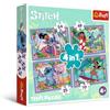 Trefl - Lilo & Stitch, Una Pazza Giornata diLilo & Stitch - Puzzle 4 in 1, 4 Puzzle, da 35 a 70 Pezzi - Diversi Livelli di Difficoltà, Puzzle Colorato con gli Eroi della Fiaba, dai 4 anni