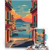 AITEXI Puzzle da 1000 pezzi per adolescenti Tramonto sul porto di Napoli Gioco educativo per famiglie Giocattoli per la decorazione della casa 52x38cm
