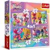 Trefl - Trolls Band Together, Le Avventure dei Coloratissimi Trolls - Puzzle 4in1, 4 Puzzle, da 35 a 70 Tessere - Diversi Livelli di Difficoltà, Puzzle Colorati con i Personaggi della Fiaba