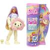 Barbie, Cutie Reveal Serie Pigiamini, Bambola con Costume da Leone di Peluche, t-shirt Hope e Accessori, 10 Sorprese Cambia Colore, Giocattolo per Bambini, 3+ anni, HKR06