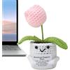 Generic Pianta di supporto emotivo - Fiori all'uncinetto | Regalo di supporto emotivo | Bambola lavorata a maglia con biglietto positivo | Bambola lavorata a maglia con emotivo positivo all'uncinetto