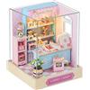 HJBHDOLL Miniature Store Casa delle bambole con copertura antipolvere, mobili in legno, kit fai da te per casa delle bambole con luce LED, regalo di compleanno per adolescenti e bambini (negozio di dolciumi)