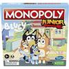 Monopoly Hasbro Gaming Monopoly Junior Età 5+: Gioco da tavolo Bluey Edition per bambini dai 5 anni in su, Gioca nei panni di Bluey, Bingo, mamma e papà, presenta opere d'arte della serie animata (esclusiva