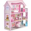 Balinco PUPPENHAUS HOLZ, 3 piani, 5 vani composti da soggiorno e camera da letto, balcone, cucina, bagno e toilette. Inclusi mobili in miniatura, giocattoli in legno a partire da 3 anni.