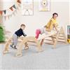 COSTWAY Telaio da Arrampicata per Bambini, Triangolo di Arrampicata Pieghevole con Triangolo Arco e Salita, Regalo per Bambini 1 Anni + (Naturale)