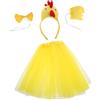 LRXIYODE Costume Da Gallina Bambino Con Set Completo Fascia Coda E Gonna Tutu Per Cosplay Animali Della Fattoria Feste Di Compleanno E Halloween