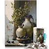 AITEXI Puzzle da 1000 pezzi per adolescenti Natura morta rustica con ulivi apprendimento educativo Gioco educativo per compleanno e Natale 75x50cm