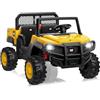 Mondial Toys Macchina Elettrica 2 Posti Caterpillar 24V per Bambini Camion da Cantiere con Cassone Ribaltabile e Pala 4 Motori da 100W Telecomando per Genitori Carico Massimo 50Kg Giallo