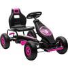HOMCOM Go Kart a Pedali per Bambini 5-12 Anni con Sedile Regolabile, 50 kg Portata, Veicolo a Pedali per Bambini con Marcia, Avanti, Retromarcia, Freno a Mano e Ruote in EVA Antiscivolo, Rosa e Nero