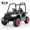 COSTWAY 24V Macchina Elettrica per Bambini, UTV Elettrico con Telecomando Cintura di Sicurezza a 3 Punti, 3 Velocità 2,5-4,5 km/h, Partenza Lenta, Veicolo per Bambini di 3-8 Anni (Nero+rosso)