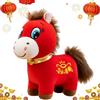 Generic Anno del cavallo 2026 peluche, graziosa mascotte cinese di Capodanno zodiacale cavallo con ricamo rosso e oro, ornamento per il capodanno lunare fortunato, regalo per casa, auto, decorazione da tavolo