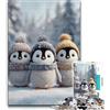 LLONGKT Puzzle per adulti Tre pinguini, 1000 pezzi, antistress, sfida difficile, ideale come regalo per tutta la famiglia (38x26cm)