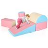 COSTWAY Set di 5 Blocchi con Diverse Forme e Colori, Giocattolo per Arrampicata e Strisciamento, Aiuta i Bambini a Crescere (Rosa)