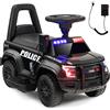 GYMAX Macchina della Polizia per Bambini, Alimentata a Batteria 6V con Megafono, Sirene e Luci, con Musica per Bambini e Bambine 18-60 Mesi (Nero)