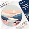 Figured'Art Dipingere con i Numeri su Disco di Legno da 30 cm - Paint by Numbers, Alba pastello, Passatempo per Adulti, Kit Completo, Hobby Creativi - Quadri fai da te