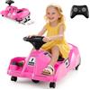 COSTWAY Go Kart Elettrico per Bambini, 12V Macchina Elettrica con Telecomando 3 Velocità Clacson Musica, 2-4 km/h, Regalo per Bambini 2-5 Anni (Rosa)