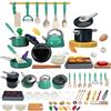 Generico Set da Cucina Giocattolo per Bambini 110 Pezzi, Utensili da Chef per Giochi di Ruolo, Pentole e Padelle, Alimenti Giocattolo, Accessori Cucina Montessori per Bambini 3-8 Anni (Blu 61 pezzi)