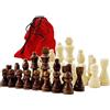 PrimoGames Staunton - Scacchi in legno taglia L con feltro, borsa in cotone, 32 pezzi, altezza re 79 mm, per 2 giocatori, età consigliata 6+