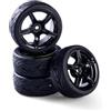 Carson 500900180 1:10 Set di ruote (4) design 5 raggi nero - accessori per modellismo, pezzi di ricambio, tuning, pneumatici, set di pneumatici