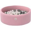 MISIOO Smart Piscina di Palline 90 x 30 cm Rotondo per Bambini (Rosa: Argento-Perla-Rosa chiaro/150 Palle)