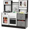 MAMIZO Cucina Giocattolo per Bambini Legno, con Effetti Simulati di Luce e Suono, Cucina Bambini con 2PCS Scatole Portaoggetti, Cucinetta Giocattolo per Bimbi da 3 Anni, 90x30x90 cm, Marrone