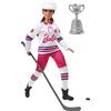 Barbie - Giocatrice di Hockey, bambola curvy sport invernali alta 30+ cm, con maglia sportiva e accessori, casco, bastone e dischetto da hockey, trofeo, giocattolo per bambini, 3+ anni, HFG74