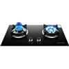 LWZQRVCT Fornello A Gas 2 Fuochi, 5,2KW 9 Cavità, Fuoco Alto Temporizzato, Portapentole In Ghisa In Vetro Temperato Nero, For Cucina Domestica Con Protezione Spegnimento(LPG)