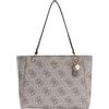 GUESS borsa a tracolla borsa shopper Noelle II Tote Bag Dark Taupe Logo avorio