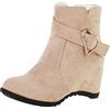 Generisch Stivaletti da donna alla moda, tinta unita, in pelle scamosciata, con fibbia, con zeppa interna, chiusura lampo laterale, con gambo corto, eleganti, 01 beige., 37 EU