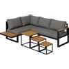 Outsunny Set salotto da esterno 5 pezzi, set di mobili da giardino, 148 cm x 61 cm x 71,5 cm, Grigio + Naturale | Aosom Italy
