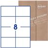 Avery Etichette adesive in carta bianca, rettangolari formato 105x74mm, 8 etichette per foglio, 25 fogli, formato foglio A4, adesivo permanente, stampanti laser e inkjet, scrivibili a mano