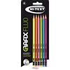 HI-TEXT 065 GRAFIX FLUO matita grafite rotonda laccata colori FLUO con gomma HB=2 - Blister 6 pezzi