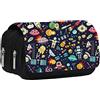 ENEN Astuccio Portamatite Grande Capacità per Ufficio e Scuola, Multifunzionale Astucci Cartoleria Organizer, Regali di Compleanno per Bambine, Ragazzi (spazio razzo,21x10x7.5cm)