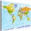 murando - Lavagna Di Sughero con Puntine - Bacheca Mappa Mondo 120x80 cm | 1 Pezzo, Bacheche in Sughero & Quadro su tela in un Uno, Decorativo per Parete, Lavagna per le Note Ufficio, Produzione EU