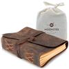 Moonster® - Taccuino in pelle a righe, con rilegatura in pelle, per donne e uomini, 18 x 13 cm, piccoli quaderni a righe, carta kraft con 400 pagine, a righe, formato da viaggio
