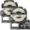 vhbw 2x Cassetta nastro compatibile con KingJim SR150, SR3700P, SR330, SR300TF, SR180, SR230C etichettatrice 8m x 24 mm nero su bianco