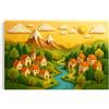 Artefizio Poster Tela Bimbi Personalizzabile con Iniziale e Data, Telaio Extra Spesso, Quadri Allegri e Colorati Da Parete Cameretta, Made In Italy (Mountain Village Harmony)