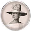 Handmade Spilla con perno in acciaio inossidabile, diametro 25 mm, spillo 0,7 mm, Fatto a Mano, Illustrazione Audrey Hepburn
