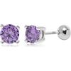 Meissa Orecchini a sfera con chiusura a vite da donna in argento 925 pietra rosa CZ perno per piercing multipli Unisex Anallergico, Pietra viola