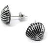 Generic Orecchini a lobo con conchiglia nera e argento 12x10 mm
