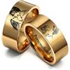 Ihanskio Personalizzato Anello per le Coppie Doppio Della Banda di Colore Del Modello Anelli All'interno Può Inciso Personalizzato di Nozze Promessa Anelli di Fidanzamento 6-13# (Oro-Foto, Custom)