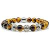 Handmade Bracciale Occhio Di Tigre Bracciale Con Perline Classe A+ Perline Sfera Argento 8mm Acciaio Inossidabile (Modello B)